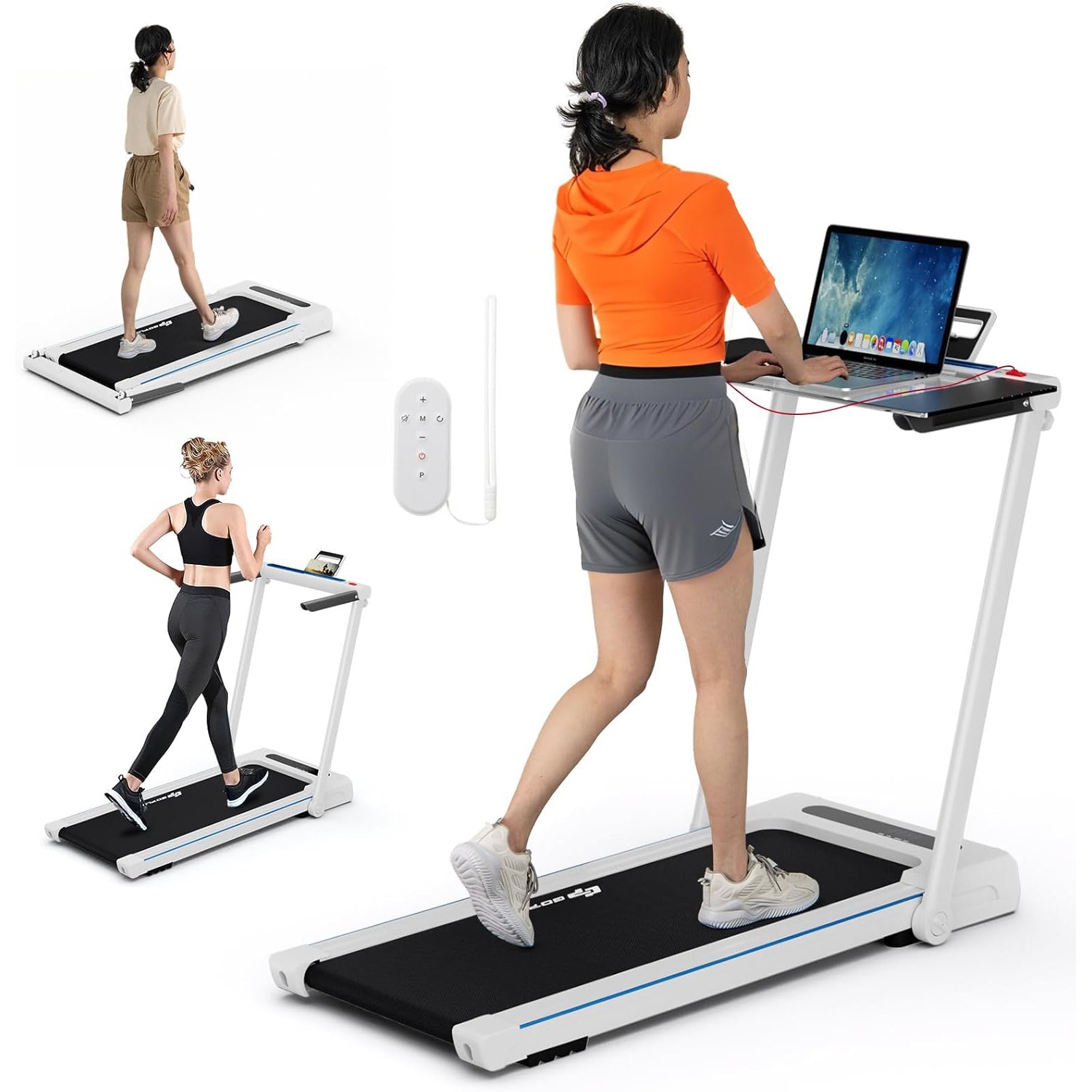 SuperFit 3-in-1 Treadmill with Desk 2.5HP Folding Design