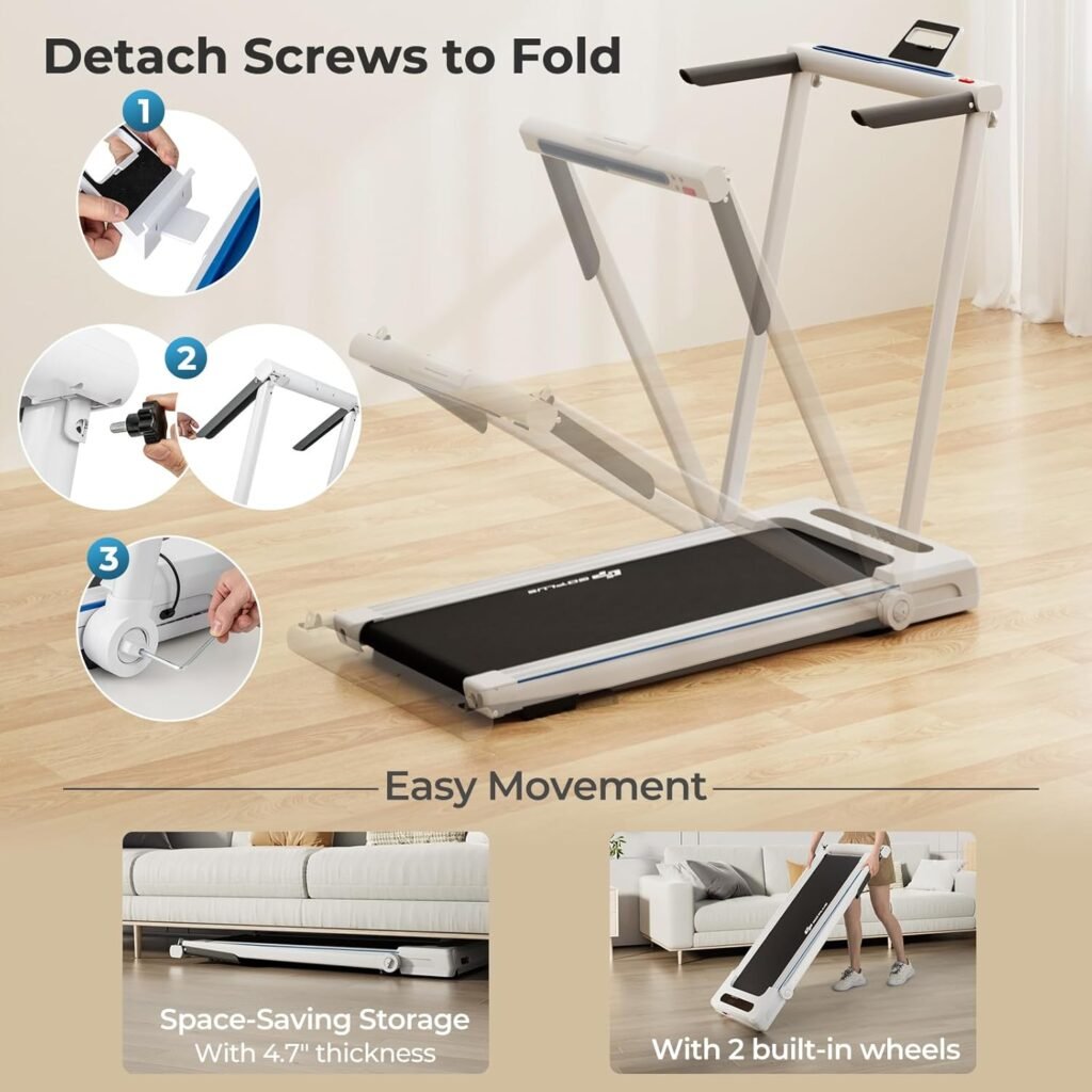 SuperFit foldable treadmill vertical storage position
