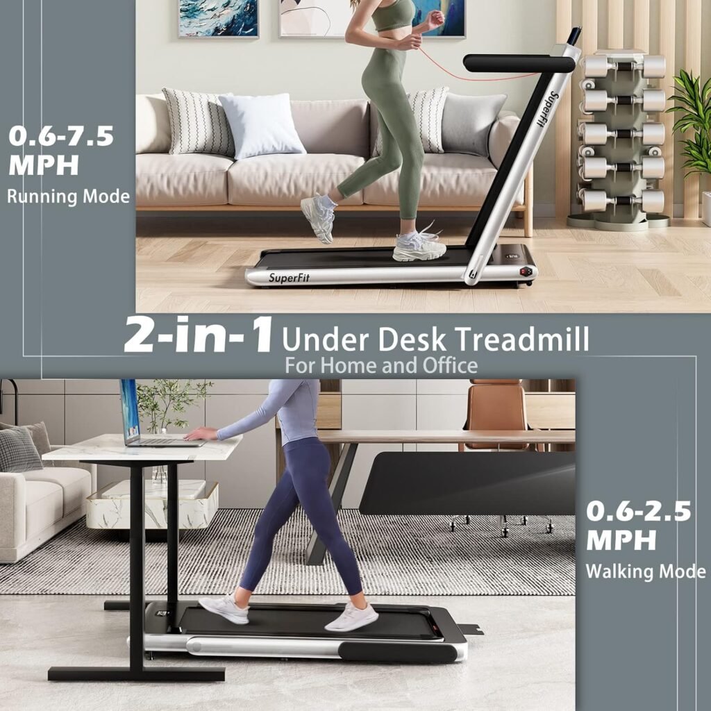 SuperFit treadmill folded under sofa storage